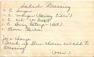 Salad Dressing Recipe Card.Aunt Eve